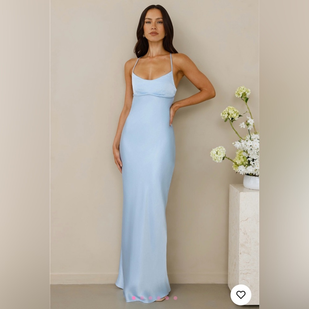 Hello Molly Samara Satin Light Blue Satin Dress